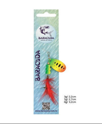 Baracuda fishing lure packaging on a white background