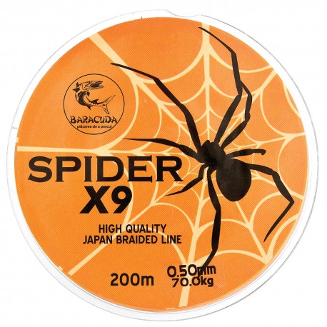 Baracuda Spider X9 Braided Fishing Line 200m Orange Fluo 9 Strand
