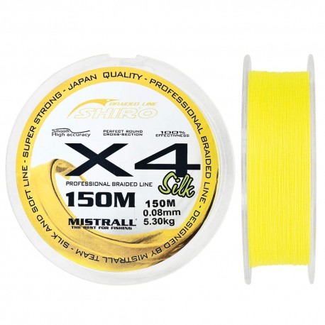 Baracuda Mistrall X4 Braided Fishing Line 150m Yellow Fluo 4 Strand