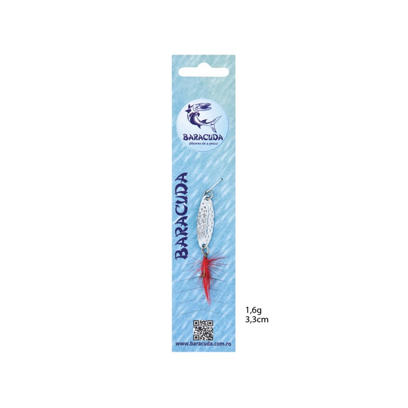 Baracuda fishing lure packaging with blue background