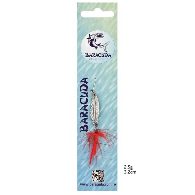 Baracuda fishing lure packaging with detailed specifications on a light blue background