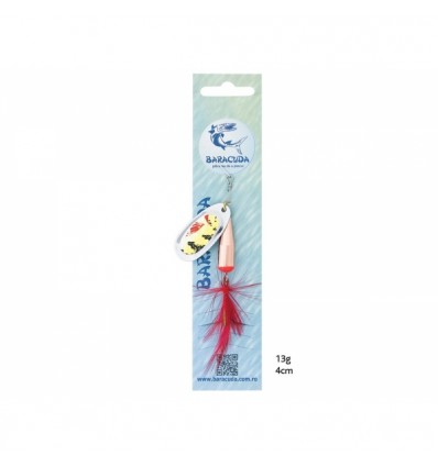 Baracuda fishing lure in packaging on a white background