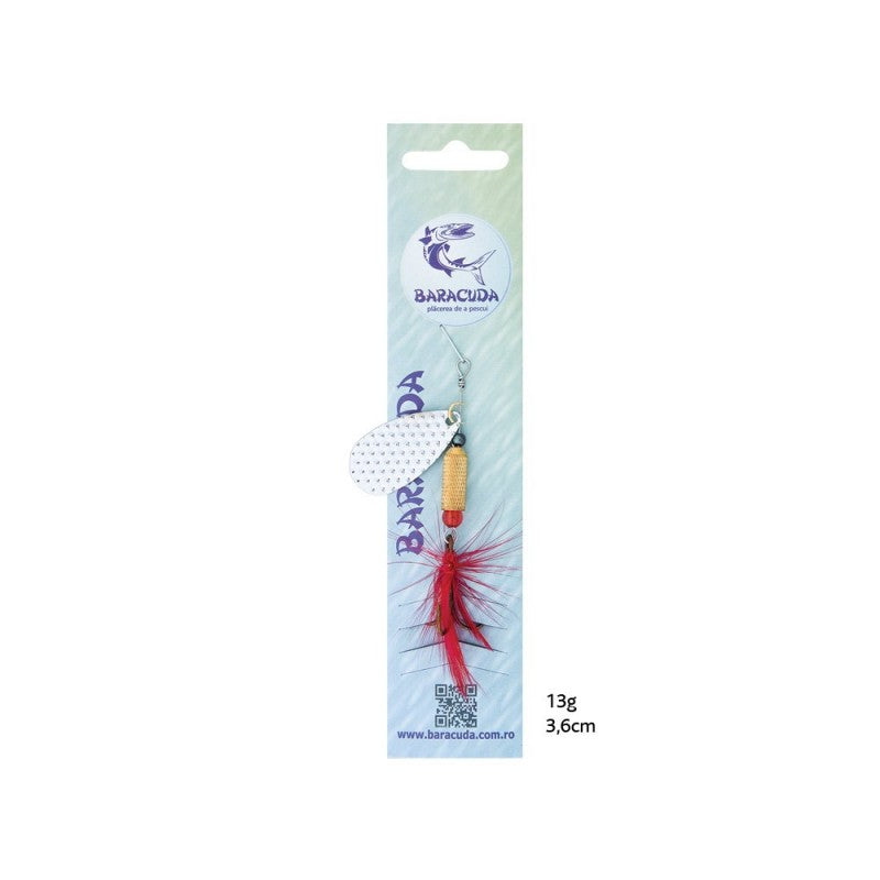 Fishing lure with packaging featuring Baracuda brand on a white background