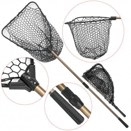 Baracuda Foldable Landing Net Rubber Mesh 1.71m