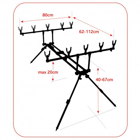 Baracuda RX6-5 Aluminum Rodpod for 5 Rods