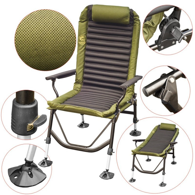 Baracuda Carp Fishing Chair HXC002AL SPANDEX 3D Foldable Adjustable 52x52x70cm
