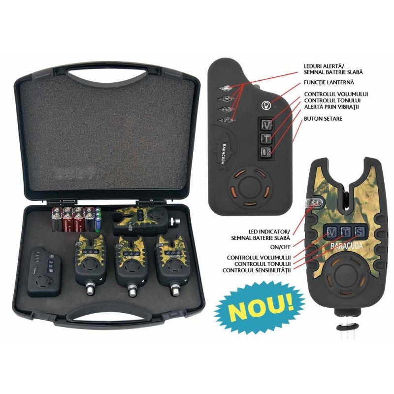 Baracuda Bite Alarm Set TLI022 Wireless Receiver Camo 4+1