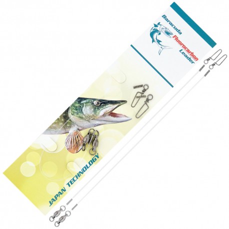 Baracuda Fishing Leader Fluorocarbon 14kg Snap Swivel 20-40cm 3-Pack